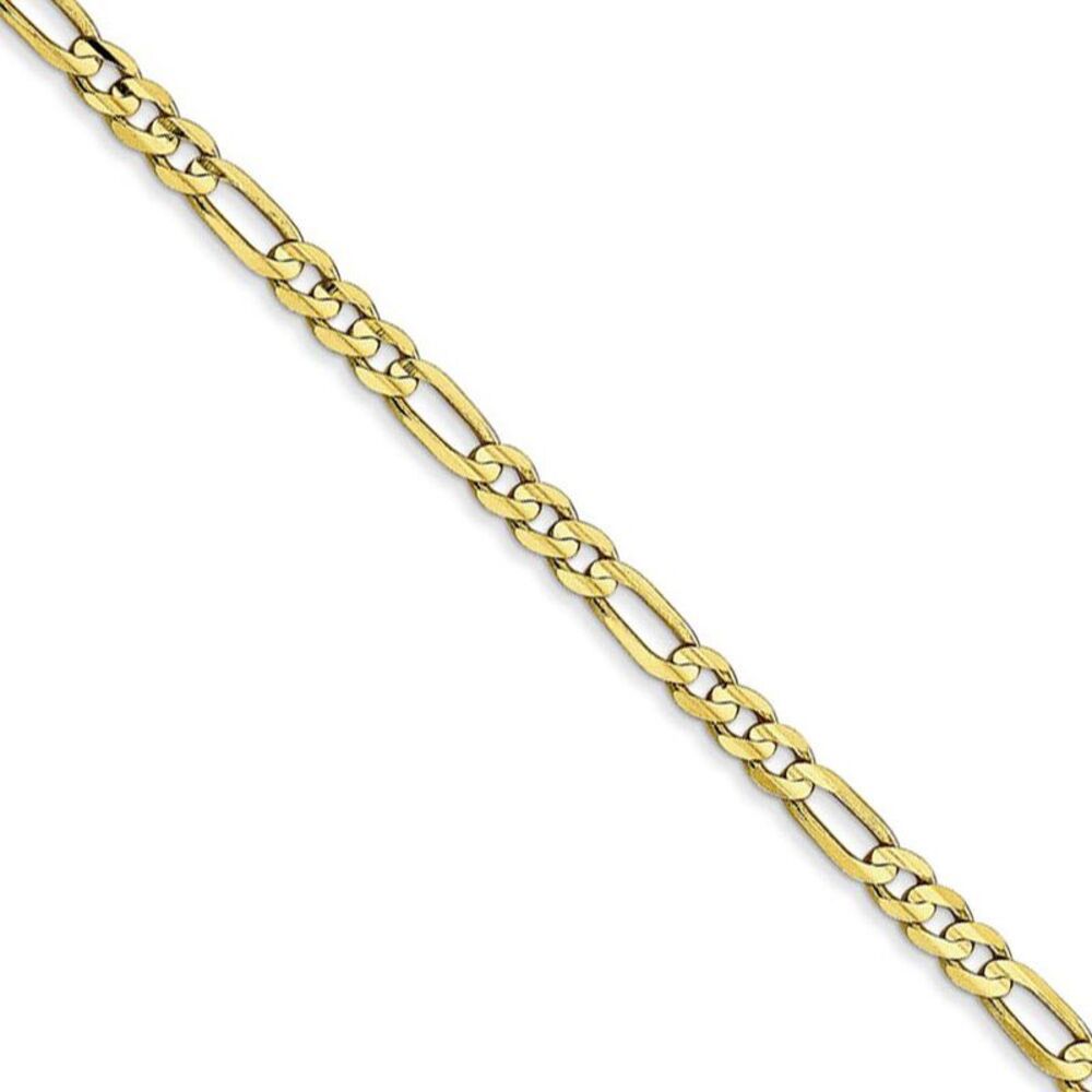 3mm, 10k Yellow Gold, Concave Figaro Chain Necklace, 16 Inch